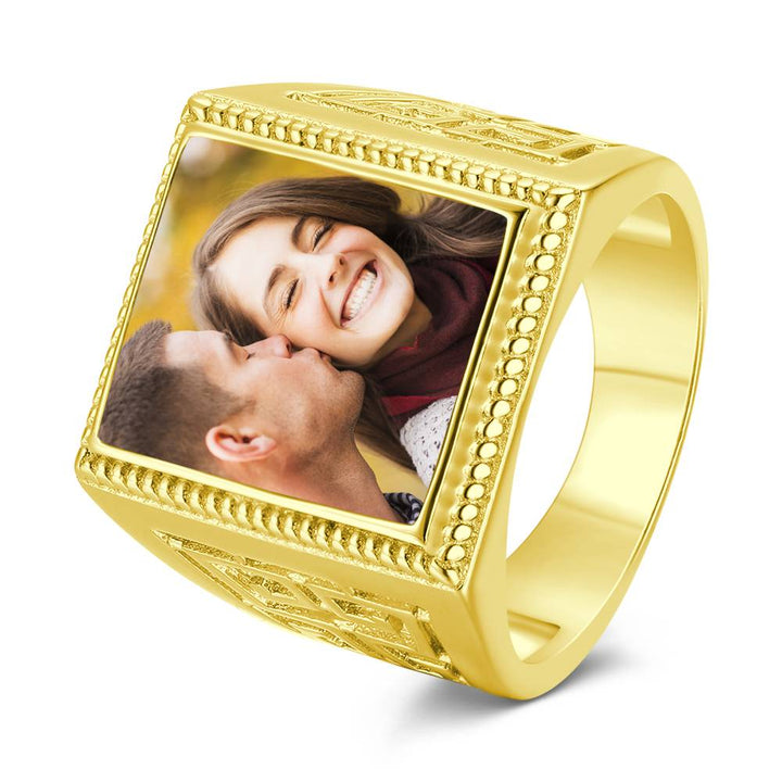 Mother's Gift Custom Vintage Square Photo Ring