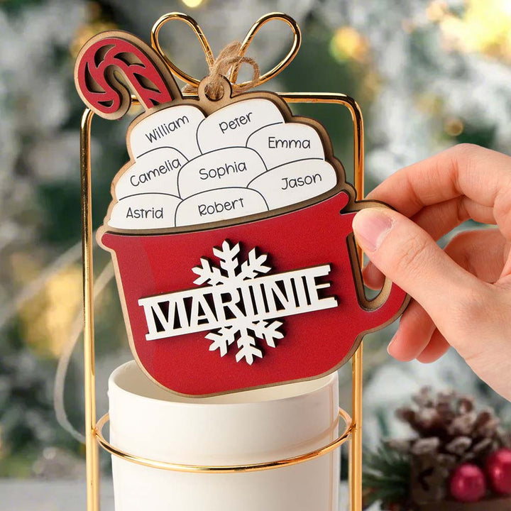 Personalized Family Hot Cocoa Ornament with Name Christmas Ornament for Family Gift