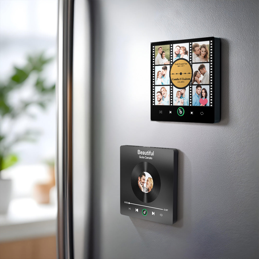 FridgeBeats Frameless New 4.0 Upgrade Custom Music Fridge Magnet Film Photo Collage Style Fridge Magnet Gift for Lover