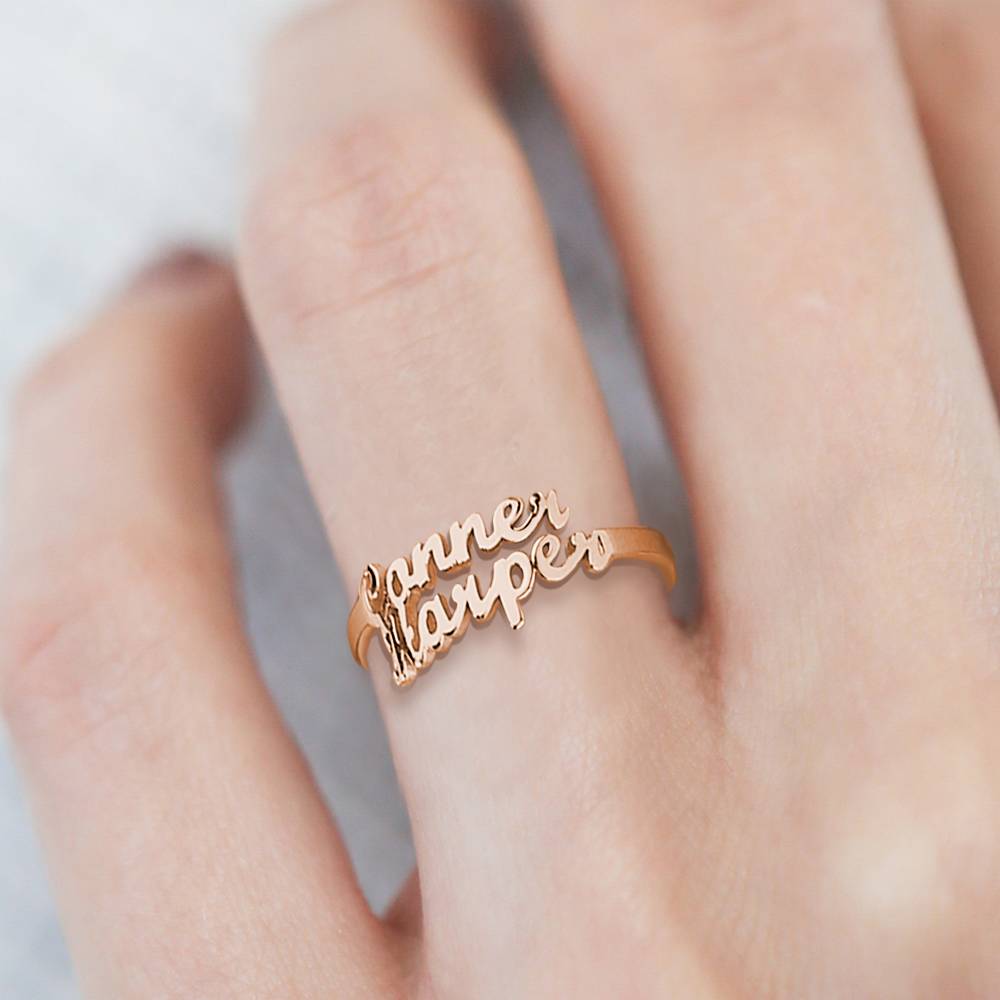 Custom Double Names Ring - 925 Sterling Silver