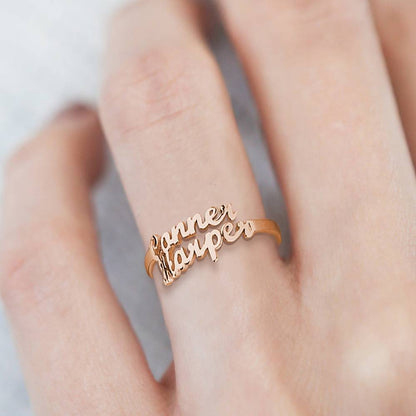 Custom Double Names Ring - 925 Sterling Silver