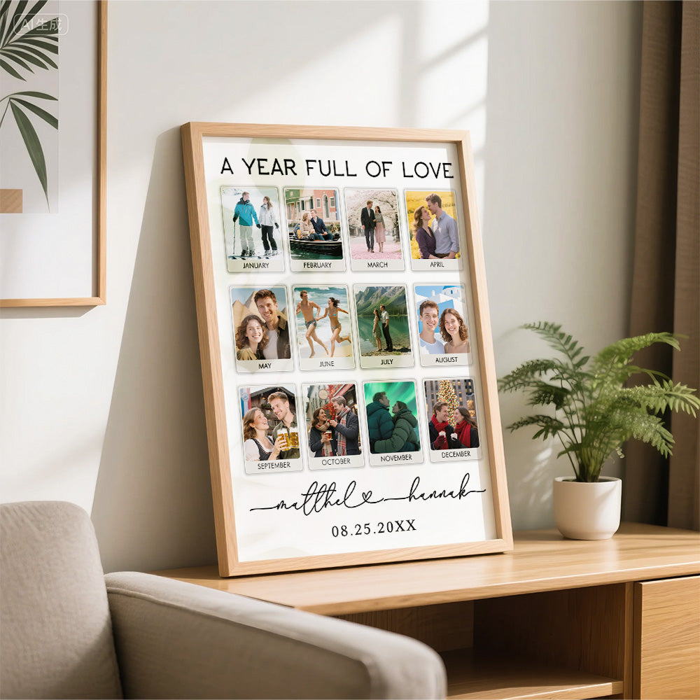 Custom Photo & Text Wooden Anniversary Frame – Personalized Anniversary Keepsake Gift