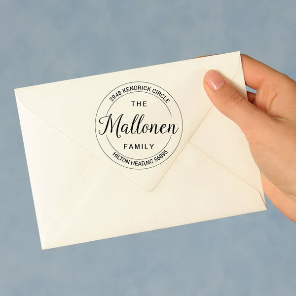 Custom Family Address Stamp Round Self Inking Stamp for Wedding