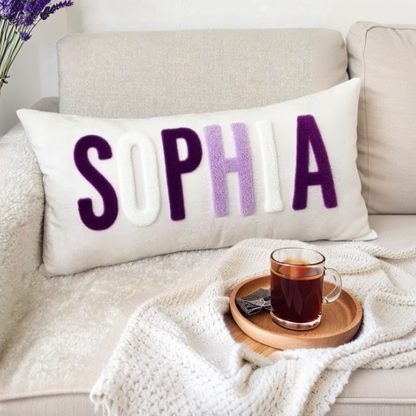 Personalized Baby Girl Name Pillow Cover Baby Girl Nursery Pillow Case Punch Needle Girl Kid Gift Dorm Gift Cover Only (Insert Not Included)
