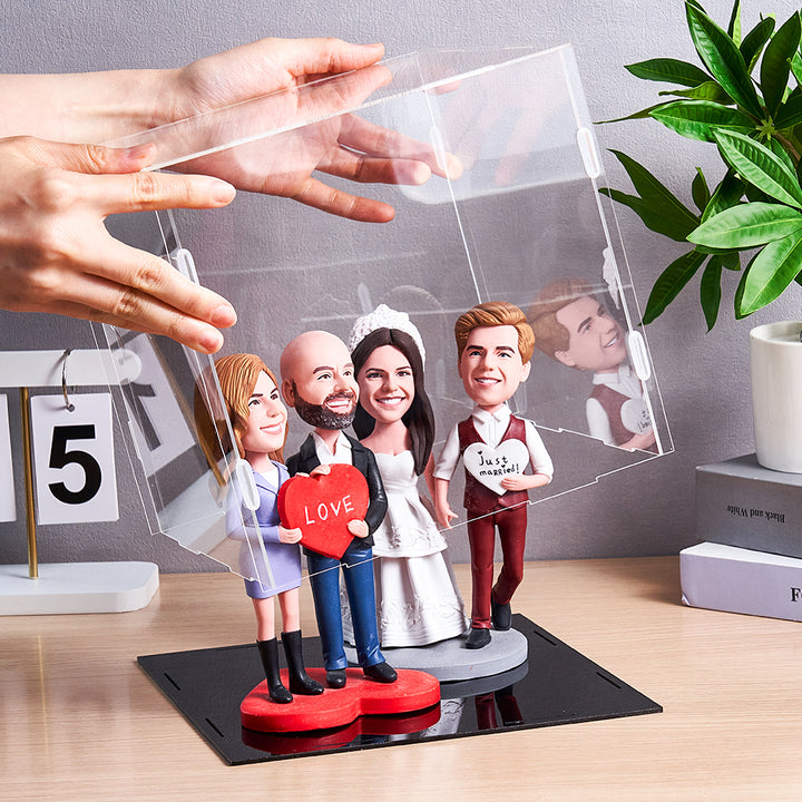 Dustproof Clear Acrylic Display Case Display Box – Protective Box for 4 People Bobbleheads Collectibles