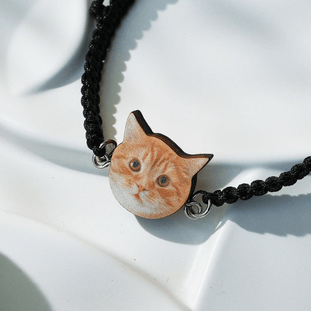 Personalized Pet Portrait Adjustable Braided Bracelet Birthday Gift for Pet Lover