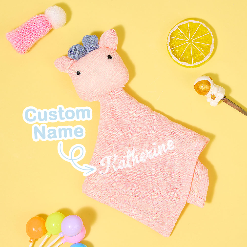 Personalized Soothe Towel Bibs Soft Sleeping Toy Towel with Embroidered Name Gift for Baby