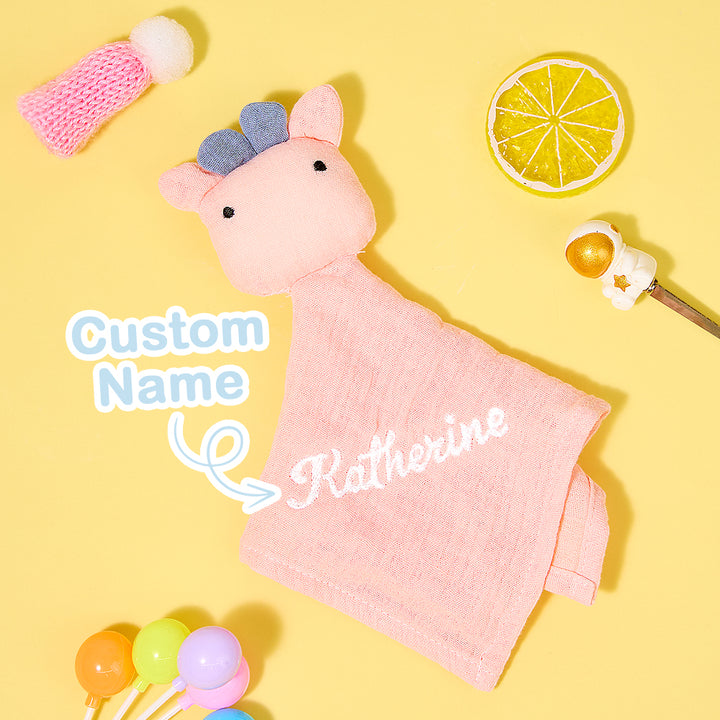 Personalized Soothe Towel Bibs Soft Sleeping Toy Towel with Embroidered Name Gift for Baby