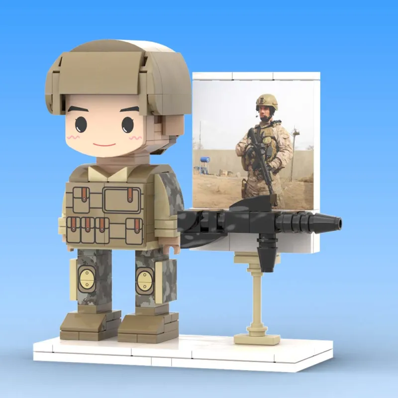 Full Body Customized 1 Person Brick Figures with Photo Soldier Theme Gift Birthday Gift Valentines Gift Father's Day Gift