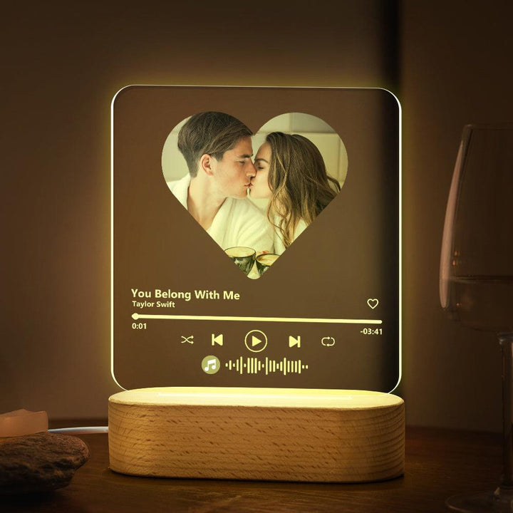 Custom Music Code Heart 7 Color Lamp For Dad Acrylic Music Plaque Night Light