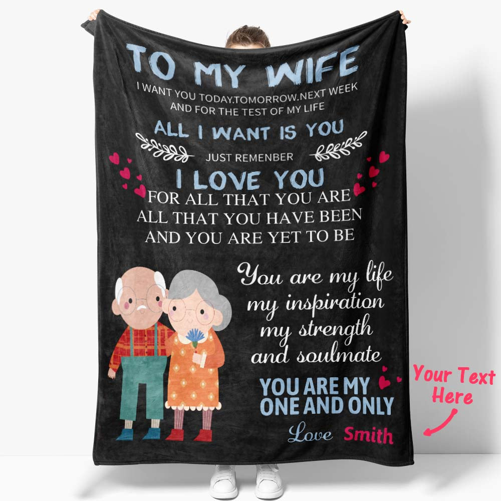 Custom Name Blanket TO MY WIFE Personalized Letter Blanket Best Valentine's Day Gifts for Her
