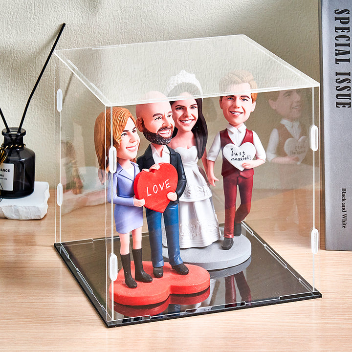 Dustproof Clear Acrylic Display Case Display Box – Protective Box for 4 People Bobbleheads Collectibles
