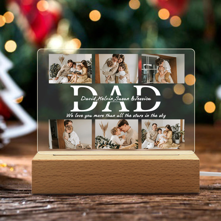 Personalized DAD LED Night Light Custom 6 Photos and Text Acrylic Lamp