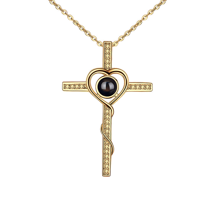 Customized Cross Photo Projection Necklace 925 Silver