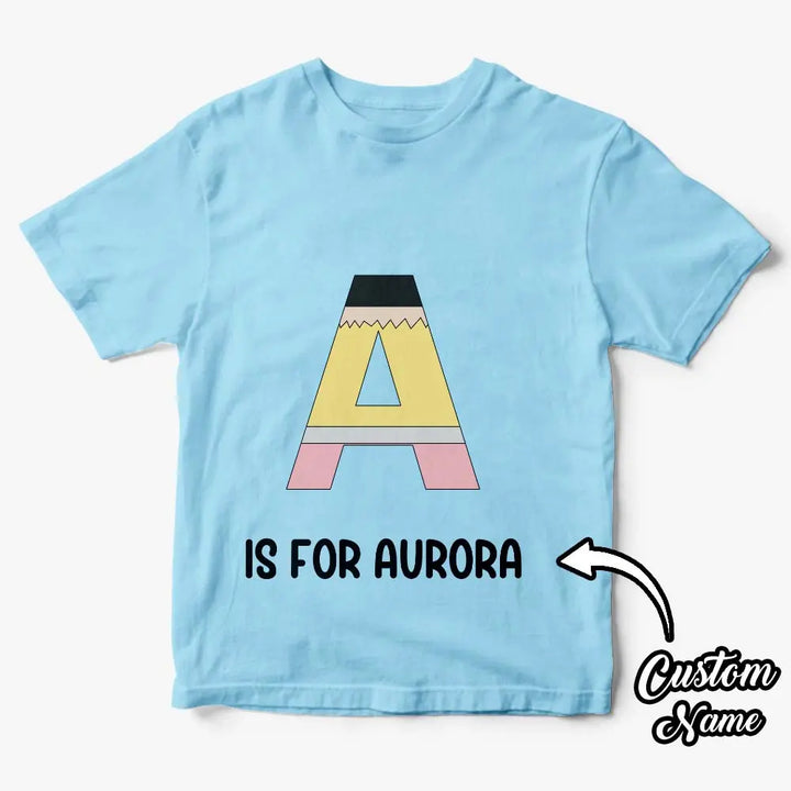 Personalized Back to School Pencil T-shirt First Day of School Shirt Gift for Kids