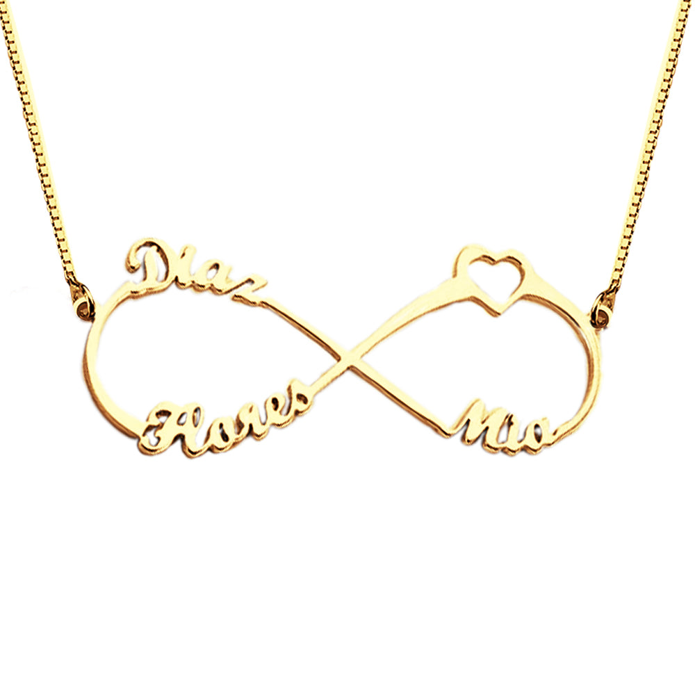 Heart Shape Custom Three Names Infinity Necklace 925 Sterling Silver
