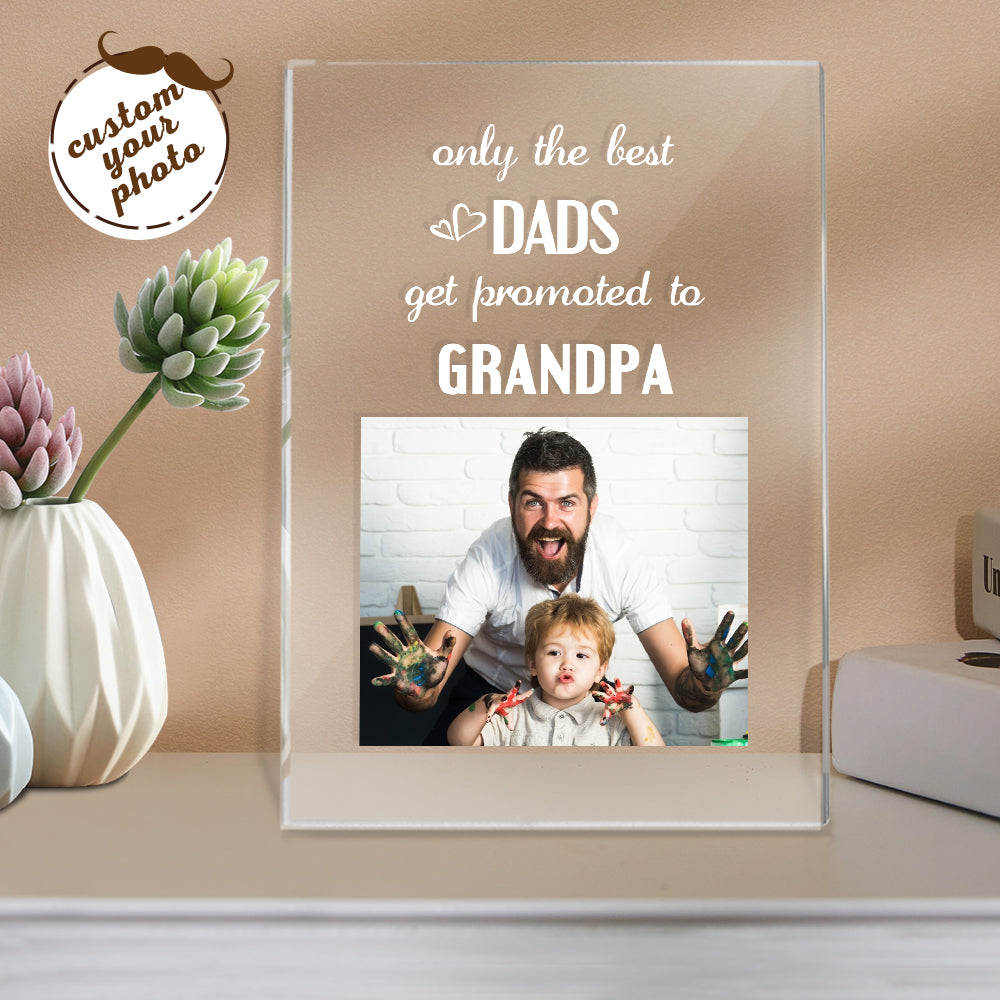 Father's Day Gift Custom Photo Night Light Only the Best Dads Get Promoted to Grandpa