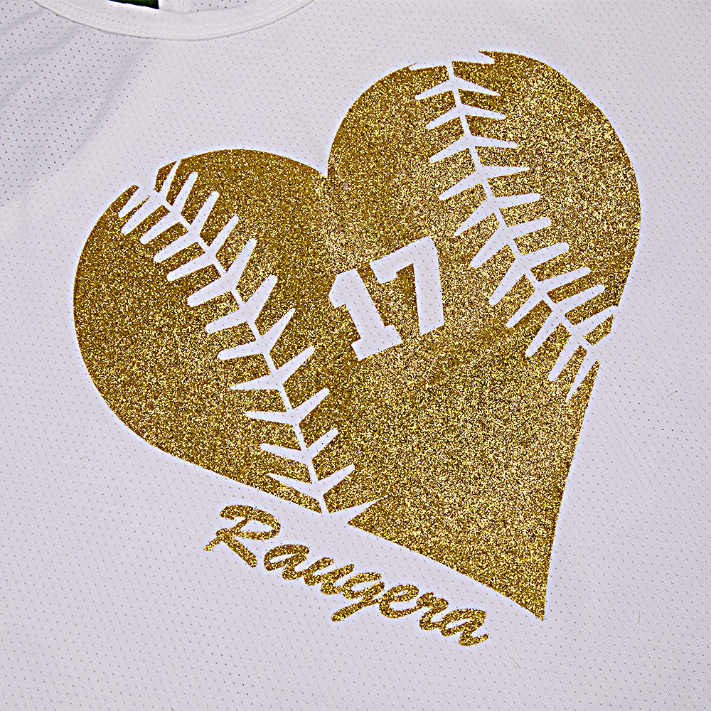 Personalized Tank Top Glitter Baseball Softball Heart Women's Vest Gift for Sport Lovers