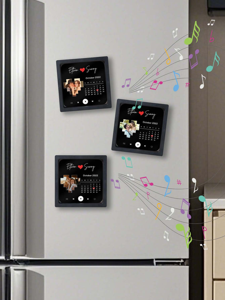 Personalized Name Photo Calendar and Music Fridge Magnet for Memorable Gifts