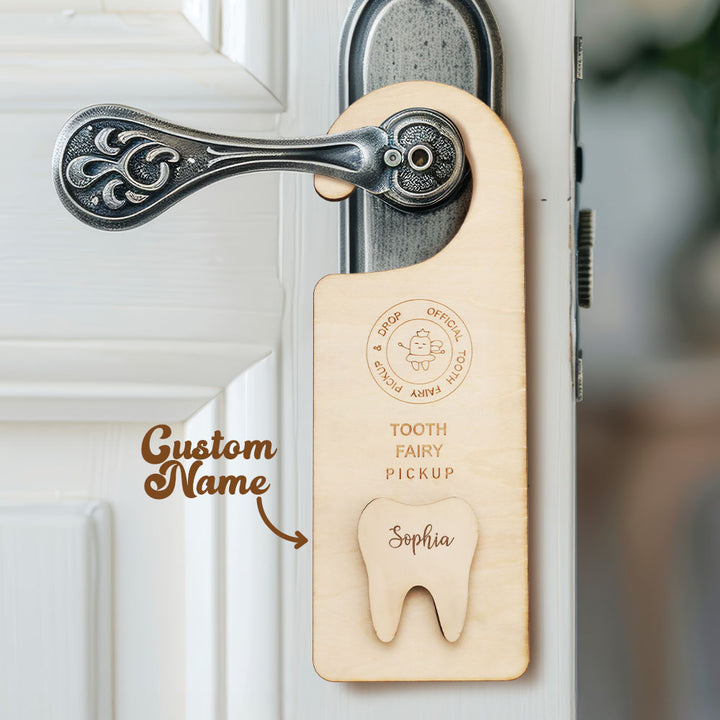 Personalized Wooden Tooth Fairy Door Hanger Teeth Holder Pick Up Box Home Decoration Gift for Kids