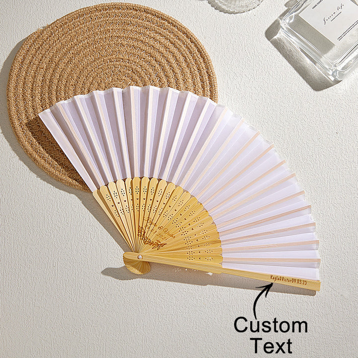 Custom Engraved Bamboo Folding Fan – Add Your Text for Events or Weddings