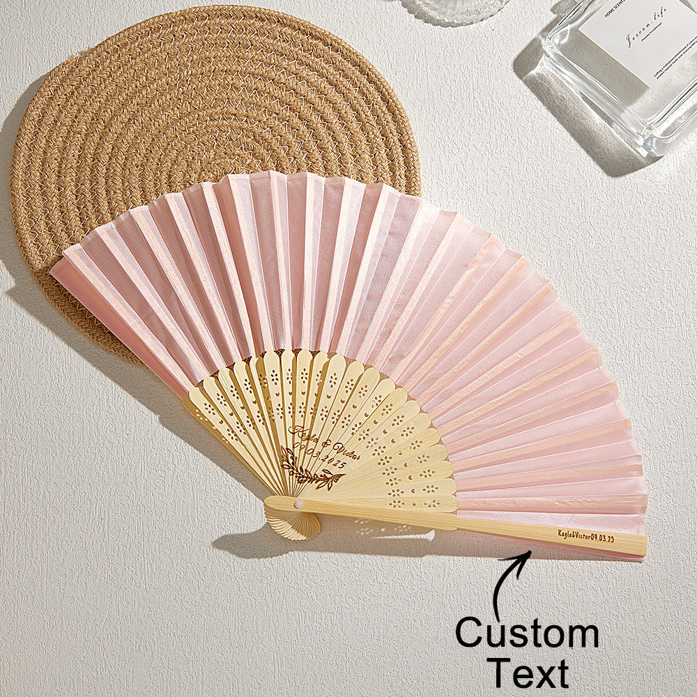 Custom Engraved Bamboo Folding Fan – Add Your Text for Events or Weddings