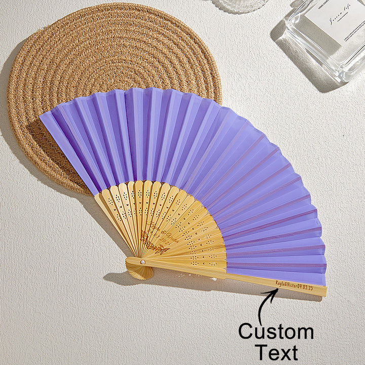 Custom Engraved Bamboo Folding Fan – Add Your Text for Events or Weddings