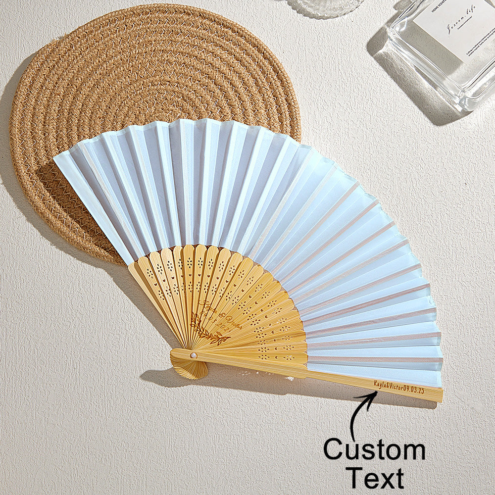 Custom Engraved Bamboo Folding Fan – Add Your Text for Events or Weddings