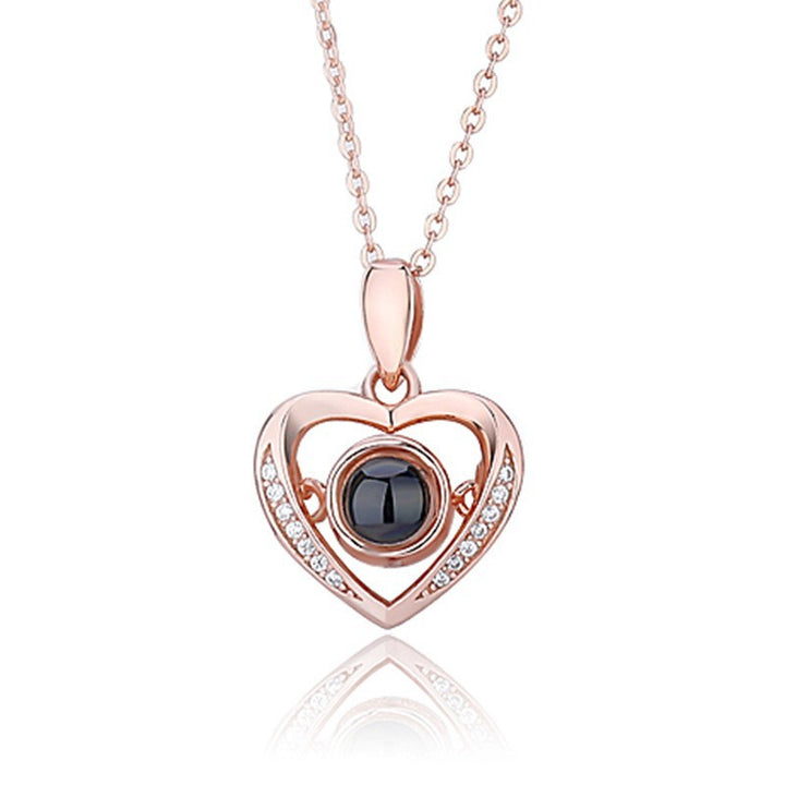 Personalized Heart Projection Necklace with Diamonds