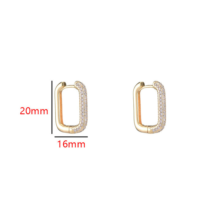 Geometric Rectangle Earrings Zircon Ear Buckle