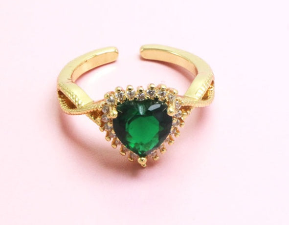 Heart Diamond Open Ring Copper