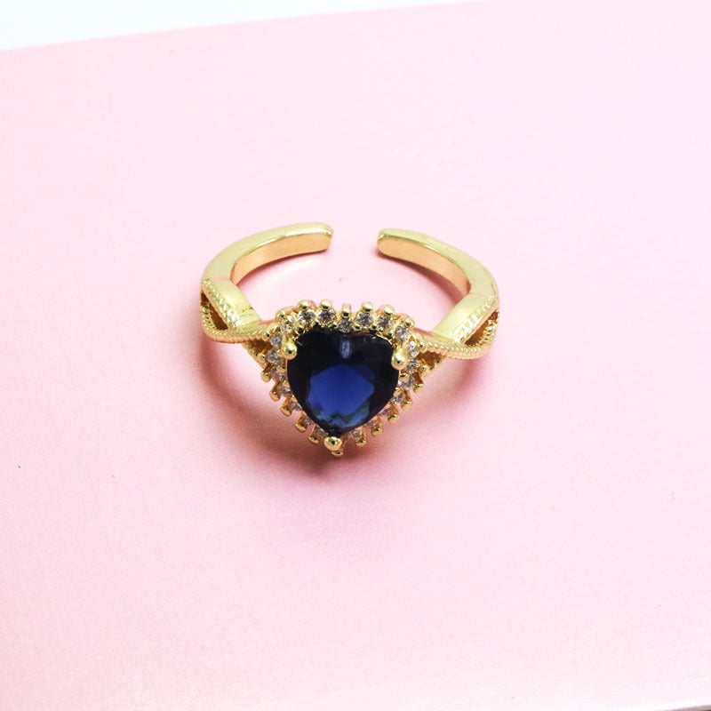 Heart Diamond Open Ring Copper