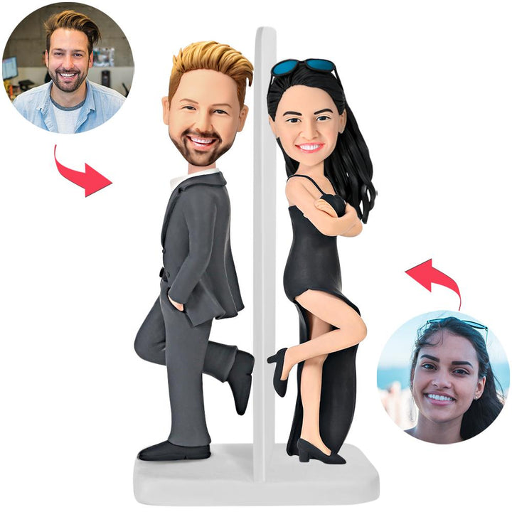 Mr.And Mrs.Smith Custom Bobblehead With Engraved Text