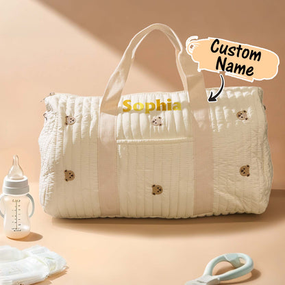 Personalized Cute Rabbit Bear Large Capacity Multiple Compartments Baby Hospital Bag Pregnancy Gift for Her