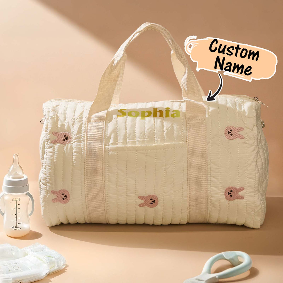 Personalized Cute Rabbit Bear Large Capacity Multiple Compartments Baby Hospital Bag Pregnancy Gift for Her