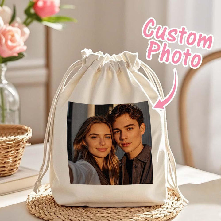 Custom Photo Drawstring Canvas Bag – Perfect for Travel & Daily Storage