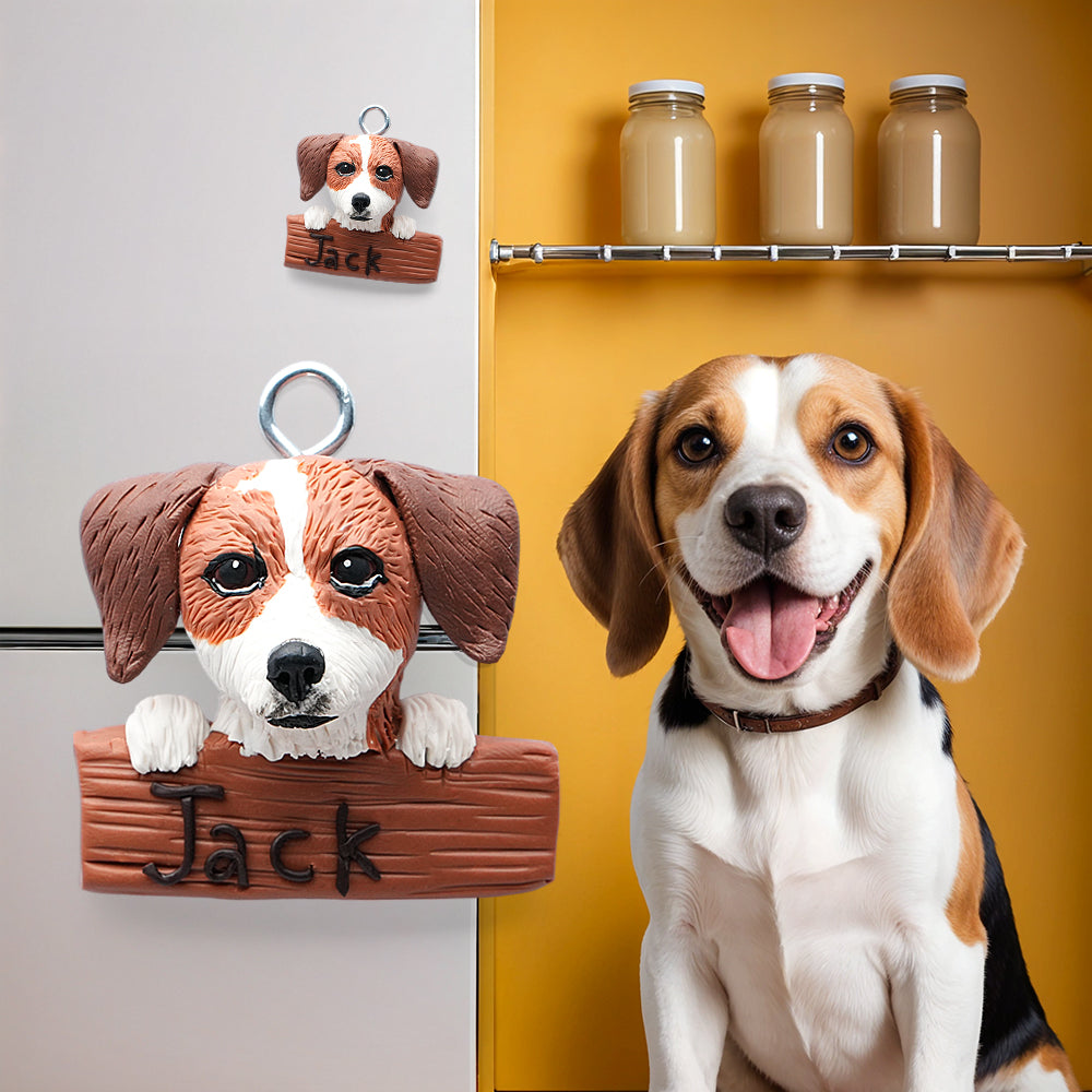 Custom Pet Fridge Magnets Handcrafted Personalized Clay Refrigerator Decor Christmas Gift for Pet Lovers