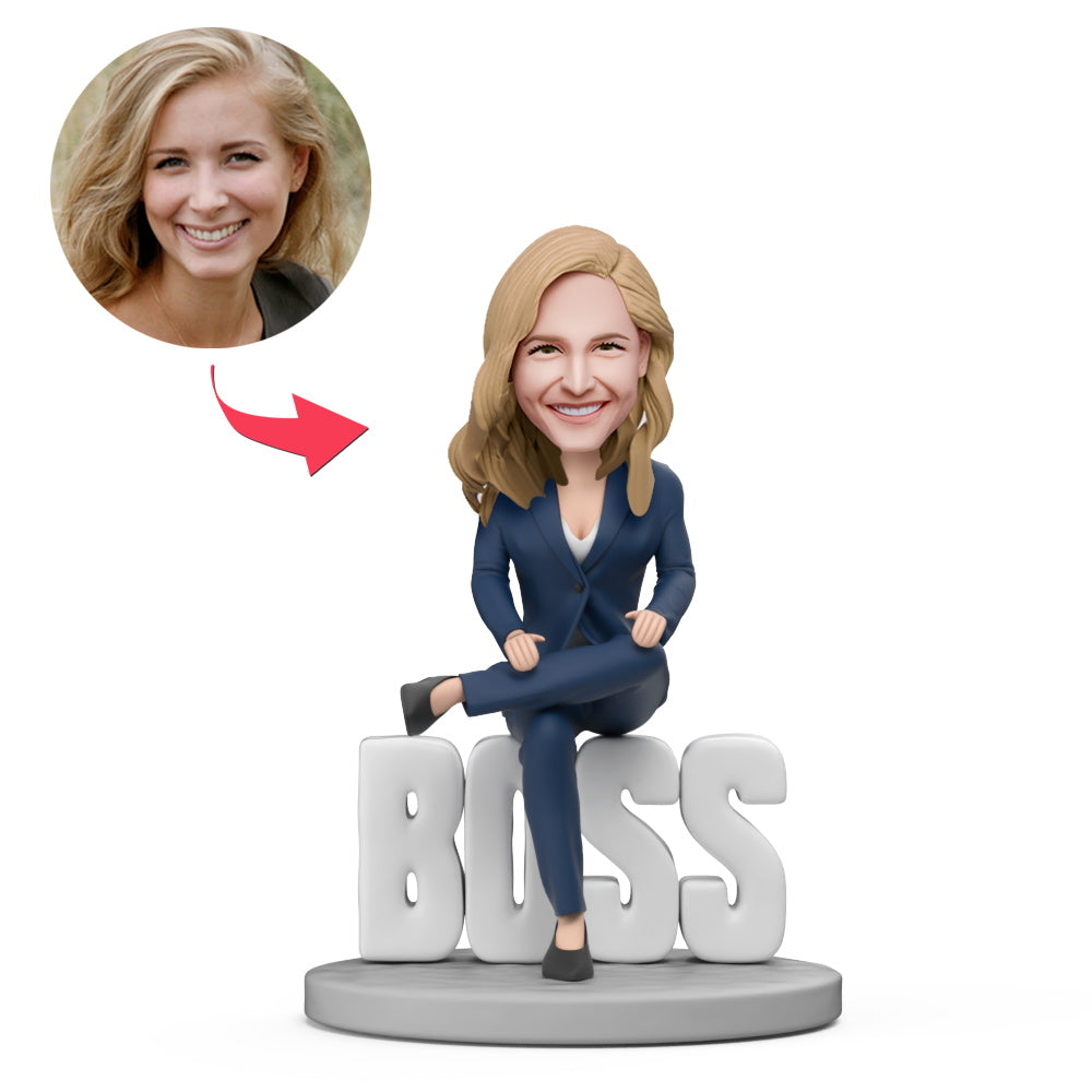 Custom Bobblehead with Engraved Text Domineering Lady Boss WORLD BEST BOSS