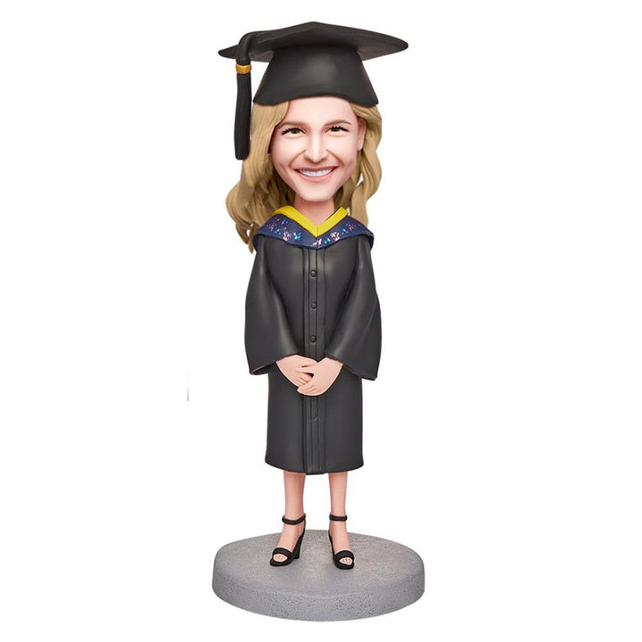 Happy Graduation Girl Custom Bobbleheads With Engraved Text