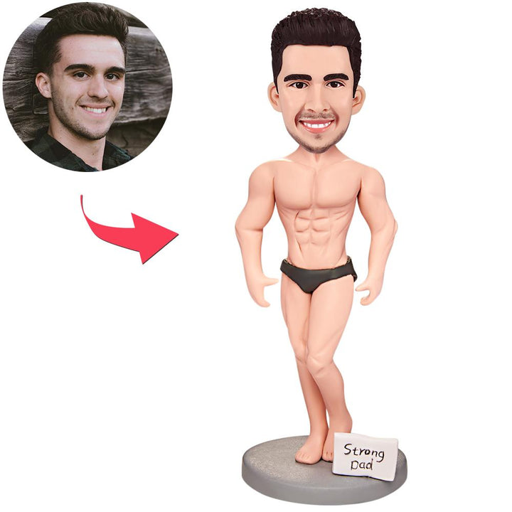 Personalized Muscle Daddy Custom Bobblehead with Engraved Text