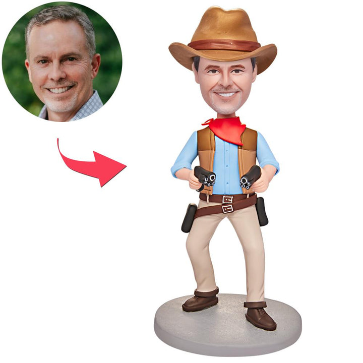 Personalized West Cowboy Custom Bobblehead with Engraved Text