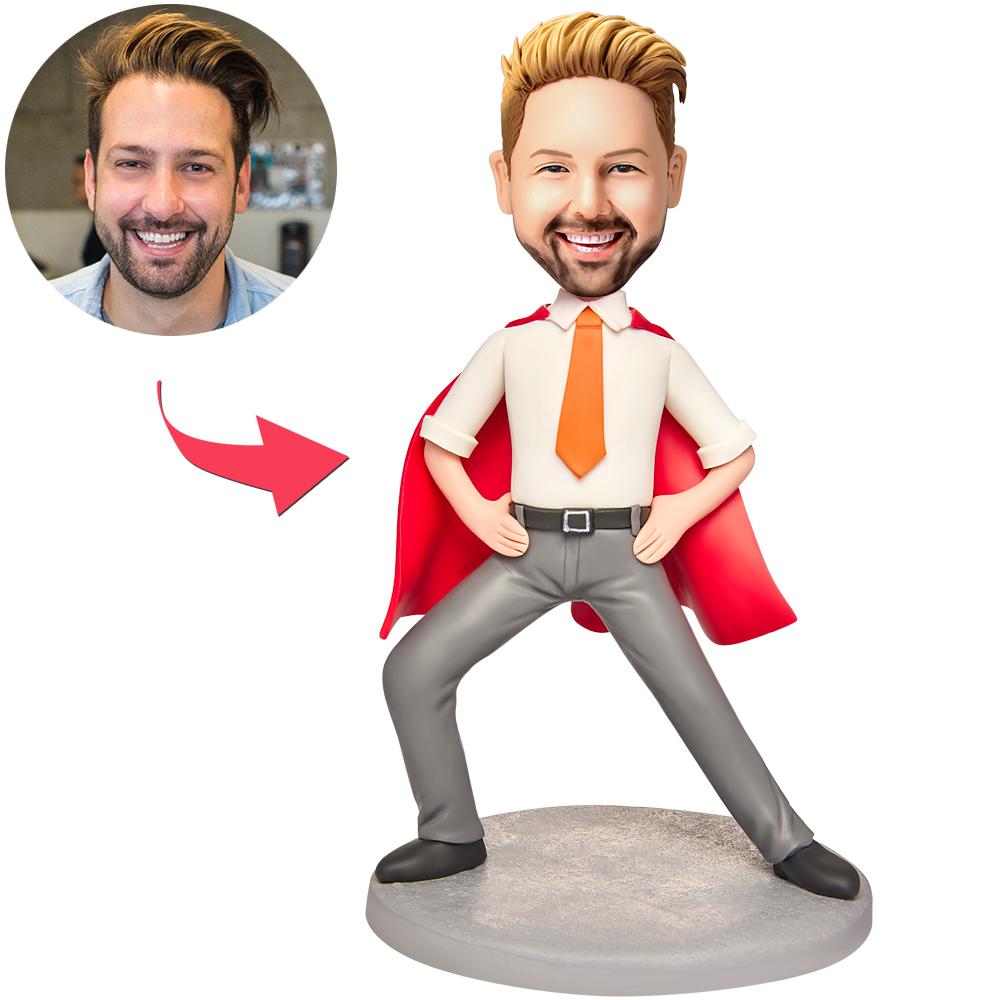 Red Cape Suit Business Men Custom Bobblehead Engraved with Text