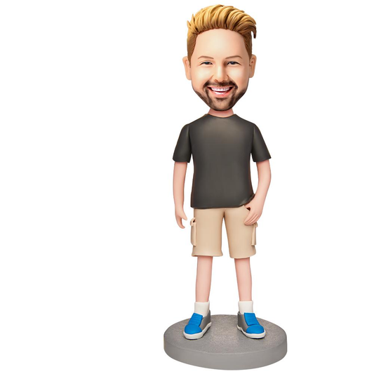 Casual Shorts Custom Bobbleheads Engraved with Text