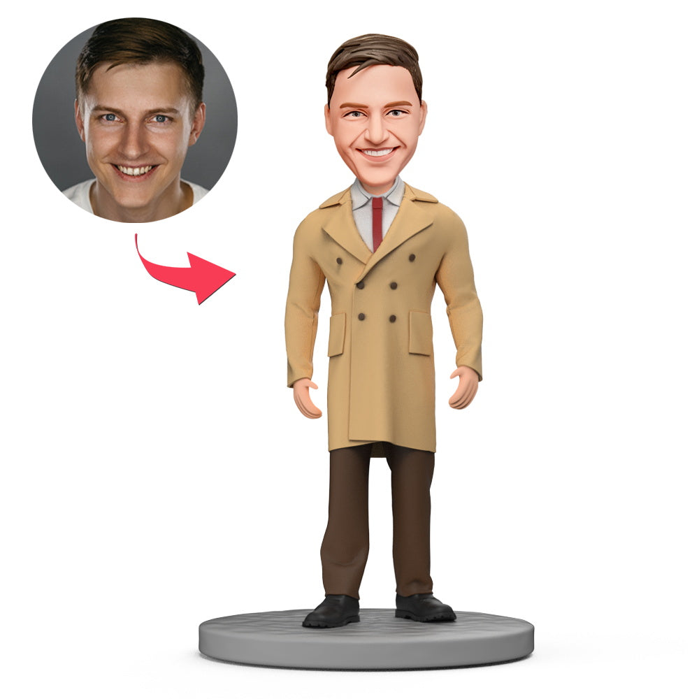 Business Men's Windbreaker Custom Bobblehead With Engraved Text