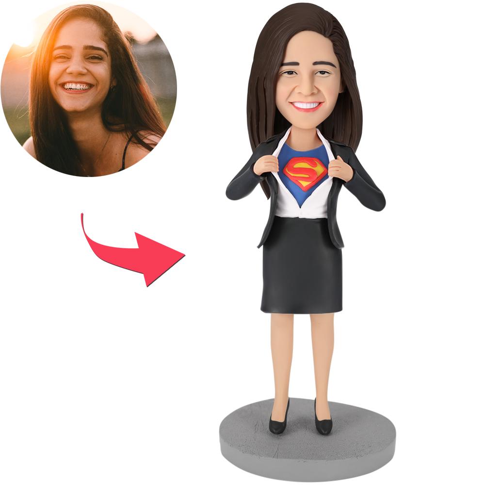 Mother's Day Gifts Office Superwoman Custom Bobblehead With Engraved Text