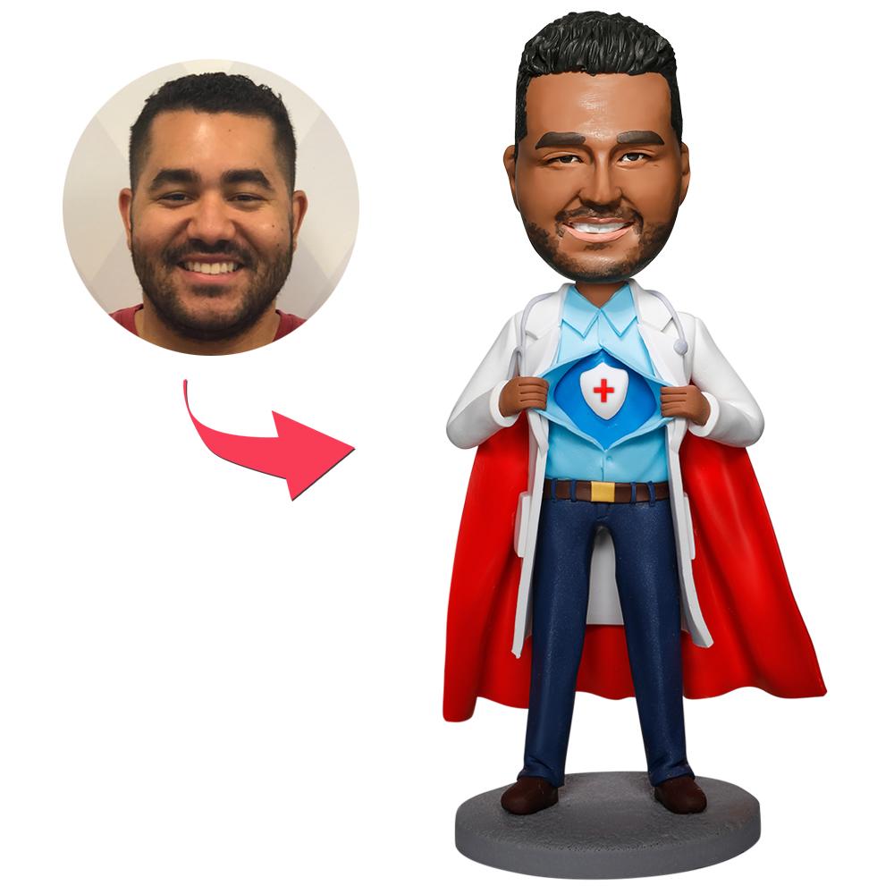 Cool Super Doctor With Medical Shield Custom Bobblehead