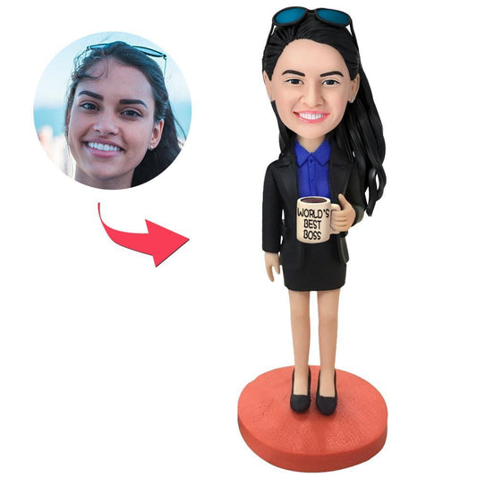 Female Boss Custom Bobblehead With Engraved Text