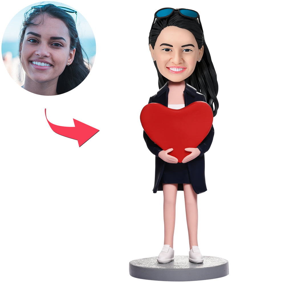 Custom Women With Heart Bobbleheads
