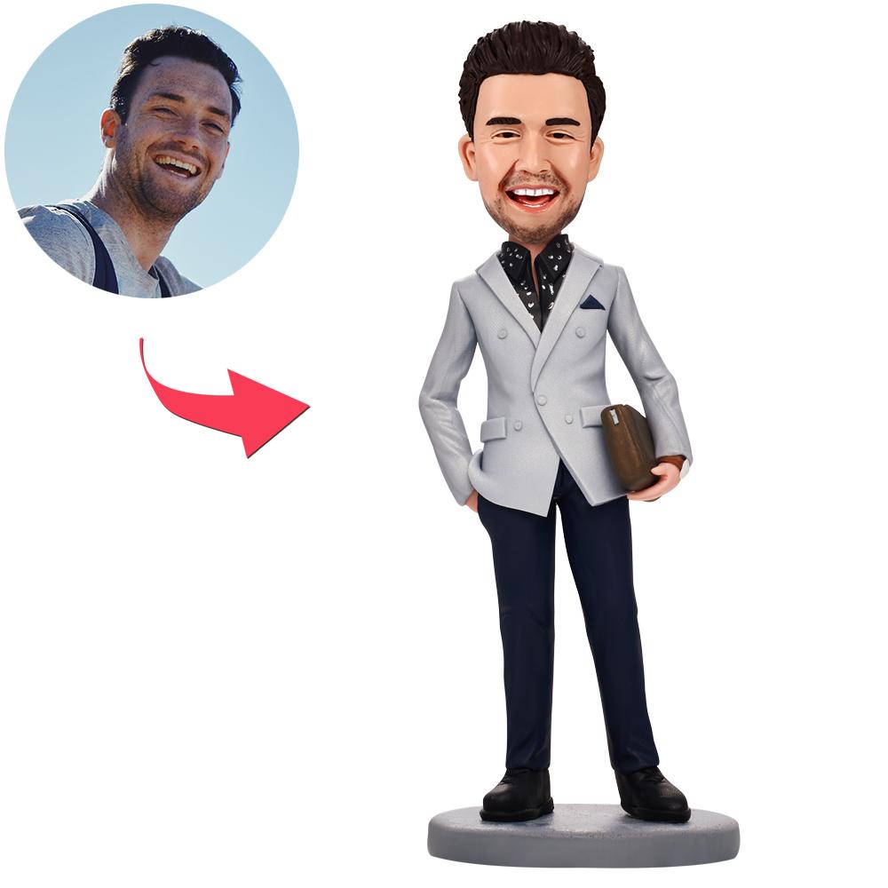 Custom Business Man With Bag Bobbleheads With Engraved Text
