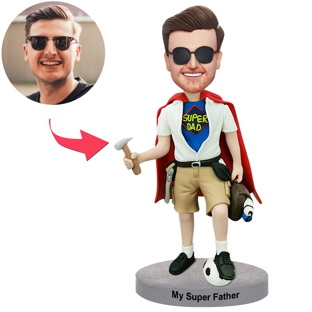 Almighty Hammer Dad Custom Bobblehead With Engraved Text